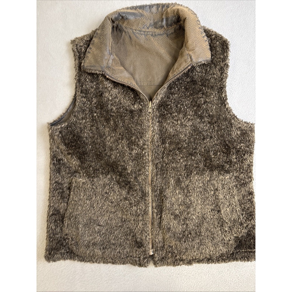 Tsunami Vest Women's Size Large Reversible Faux Leather Horses Equestrian Sherpa